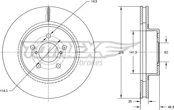 TOMEX brakes TX 71-95 - Brake Disc autospares.lv