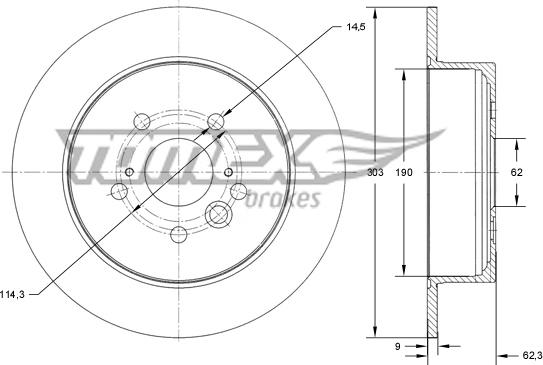 TOMEX brakes TX 71-91 - Brake Disc autospares.lv