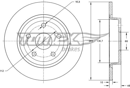 TOMEX brakes TX 71-93 - Brake Disc autospares.lv