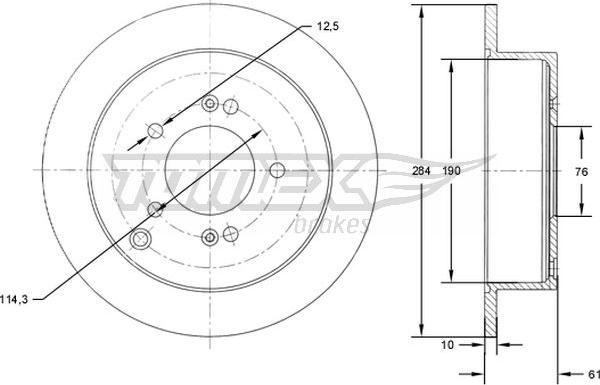 TOMEX brakes TX 71-49 - Brake Disc autospares.lv