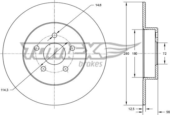 TOMEX brakes TX 71-46 - Brake Disc autospares.lv