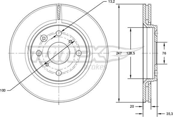 TOMEX brakes TX 71-55 - Brake Disc autospares.lv