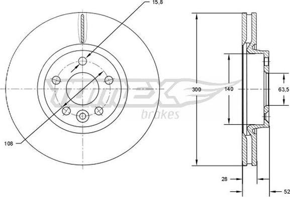 TOMEX brakes TX 71-56 - Brake Disc autospares.lv