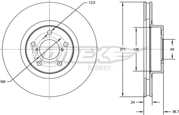 TOMEX brakes TX 71-51 - Brake Disc autospares.lv