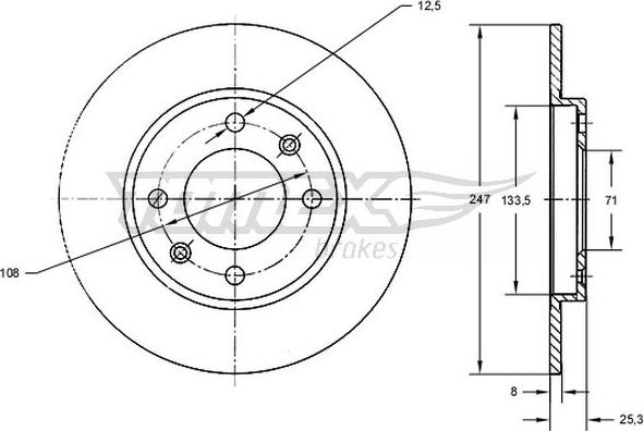 TOMEX brakes TX 71-53 - Brake Disc autospares.lv