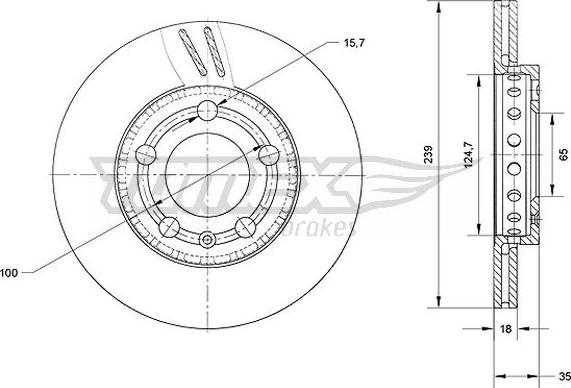 TOMEX brakes TX 71-09 - Brake Disc autospares.lv