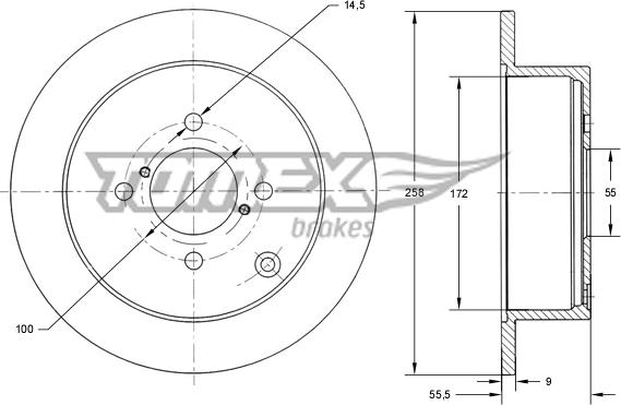 TOMEX brakes TX 71-08 - Brake Disc autospares.lv