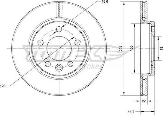 TOMEX brakes TX 71-07 - Brake Disc autospares.lv