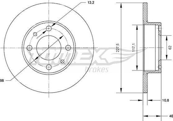 TOMEX brakes TX 71-16 - Brake Disc autospares.lv