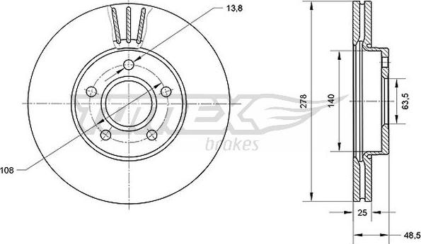 TOMEX brakes TX 71-11 - Brake Disc autospares.lv