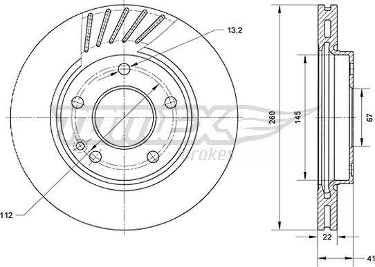 TOMEX brakes TX 71-13 - Brake Disc autospares.lv