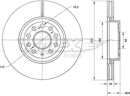 TOMEX brakes TX 71-12 - Brake Disc autospares.lv