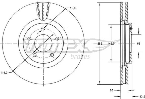 TOMEX brakes TX 71-84 - Brake Disc autospares.lv