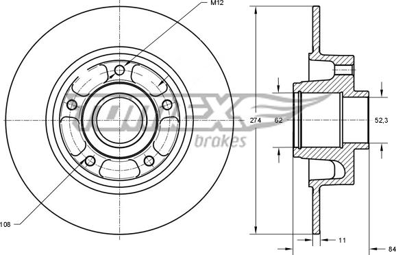 TOMEX brakes TX 71-831 - Brake Disc autospares.lv