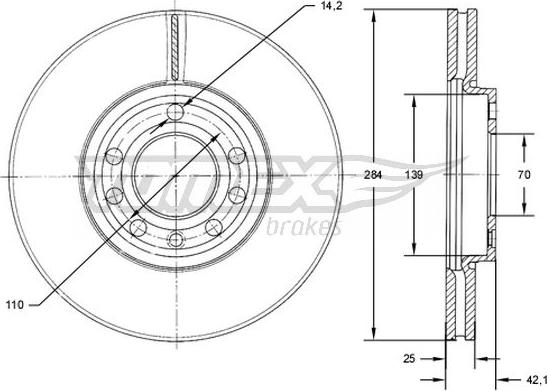 TOMEX brakes TX 71-30 - Brake Disc autospares.lv