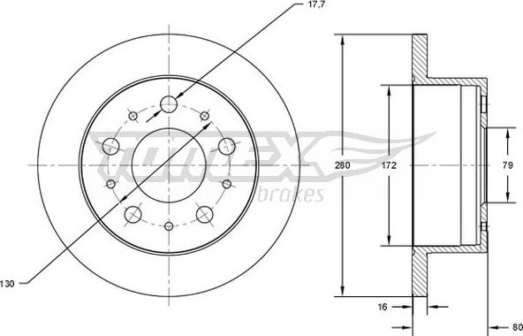 TOMEX brakes TX 71-38 - Brake Disc autospares.lv