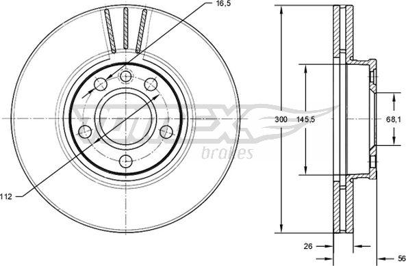 TOMEX brakes TX 71-33 - Brake Disc autospares.lv