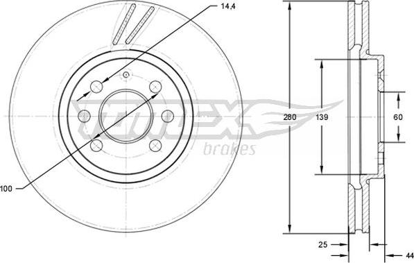 TOMEX brakes TX 71-20 - Brake Disc autospares.lv