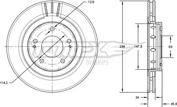 TOMEX brakes TX 71-74 - Brake Disc autospares.lv