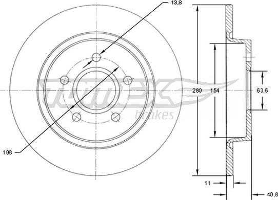 TOMEX brakes TX 71-75 - Brake Disc autospares.lv