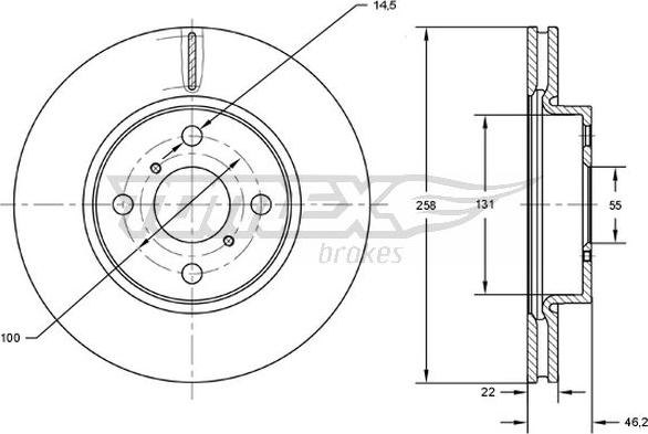 TOMEX brakes TX 71-70 - Brake Disc autospares.lv