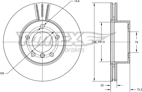 TOMEX brakes TX 73-99 - Brake Disc autospares.lv