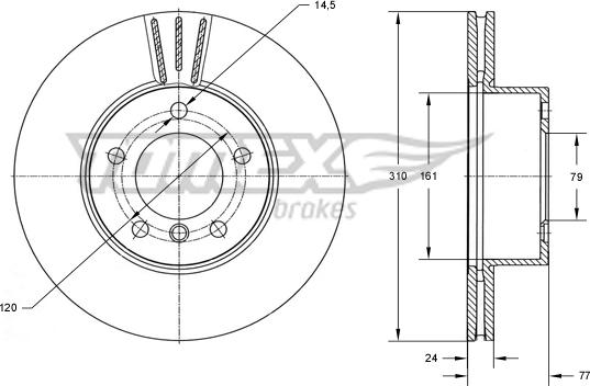 TOMEX brakes TX 73-95 - Brake Disc autospares.lv