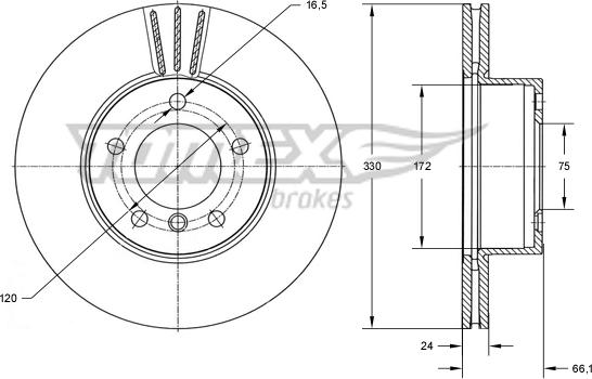 TOMEX brakes TX 73-97 - Brake Disc autospares.lv