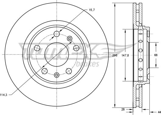 TOMEX brakes TX 73-45 - Brake Disc autospares.lv