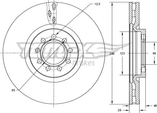 TOMEX brakes TX 73-40 - Brake Disc autospares.lv