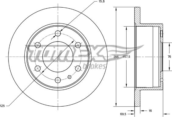 TOMEX brakes TX 73-41 - Brake Disc autospares.lv