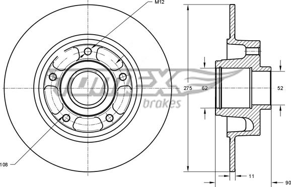 TOMEX brakes TX 73-591 - Brake Disc autospares.lv