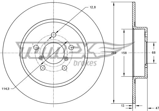 TOMEX brakes TX 73-54 - Brake Disc autospares.lv