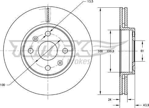 TOMEX brakes TX 73-50 - Brake Disc autospares.lv