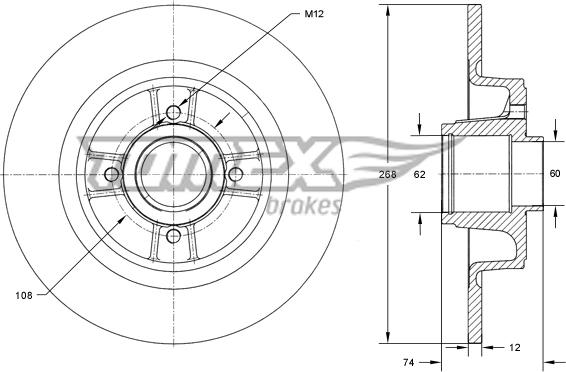 TOMEX brakes TX 73-581 - Brake Disc autospares.lv