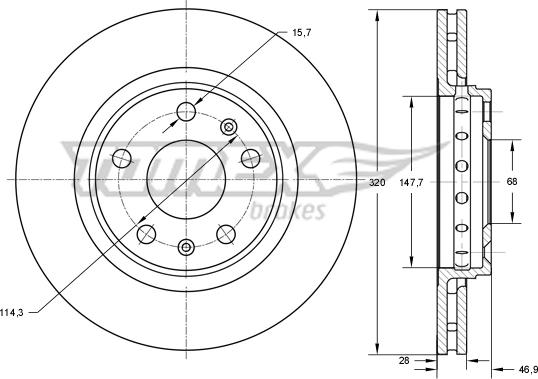 TOMEX brakes TX 73-53 - Brake Disc autospares.lv