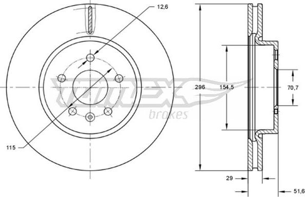 TOMEX brakes TX 73-69 - Brake Disc autospares.lv