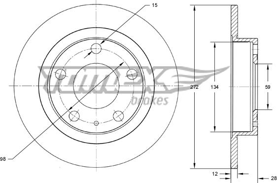 TOMEX brakes TX 73-65 - Brake Disc autospares.lv