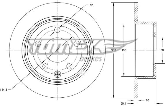 TOMEX brakes TX 73-66 - Brake Disc autospares.lv