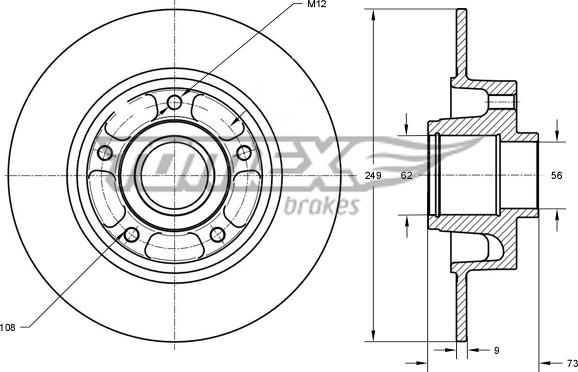 TOMEX brakes TX 73-611 - Brake Disc autospares.lv