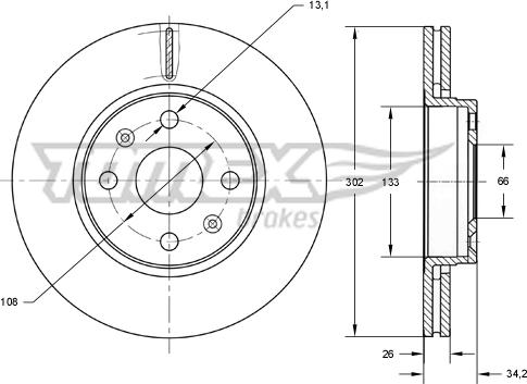 TOMEX brakes TX 73-62 - Brake Disc autospares.lv