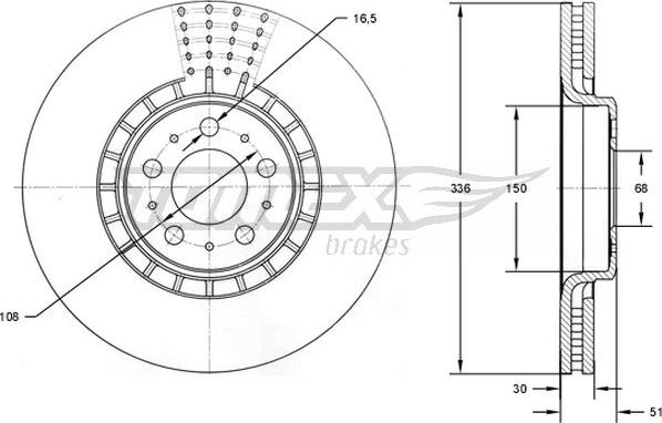 TOMEX brakes TX 73-09 - Brake Disc autospares.lv