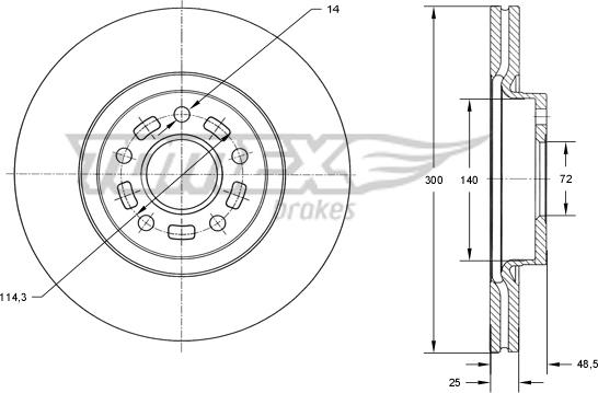 TOMEX brakes TX 73-19 - Brake Disc autospares.lv