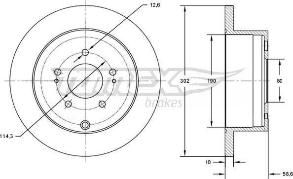 TOMEX brakes TX 73-16 - Brake Disc autospares.lv