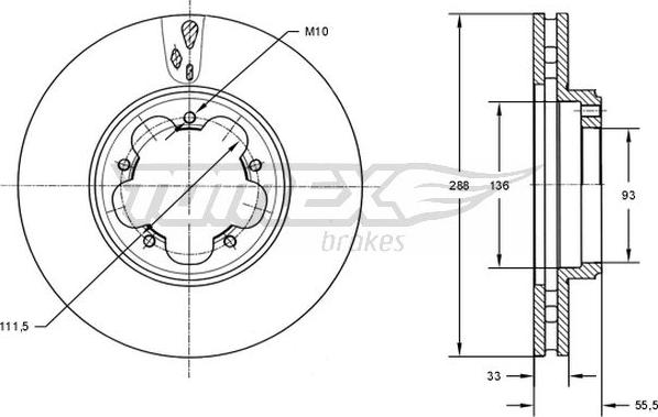 TOMEX brakes TX 73-11 - Brake Disc autospares.lv