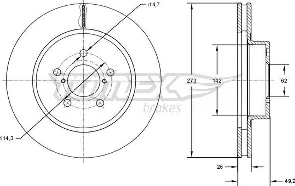 TOMEX brakes TX 73-12 - Brake Disc autospares.lv