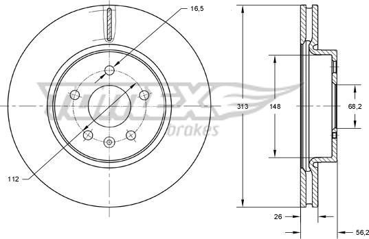 TOMEX brakes TX 73-89 - Brake Disc autospares.lv