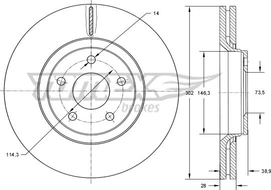 TOMEX brakes TX 73-80 - Brake Disc autospares.lv