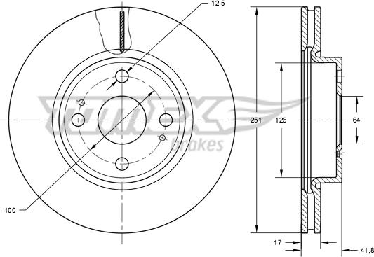 TOMEX brakes TX 73-87 - Brake Disc autospares.lv