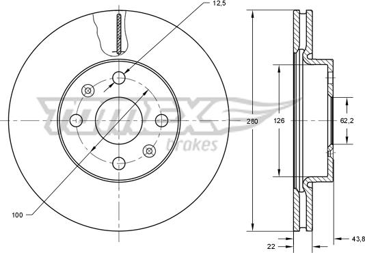 TOMEX brakes TX 73-34 - Brake Disc autospares.lv